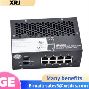 GE IS420ESWAH1A 8-port Ethernet switch with multimode fiber optic ports